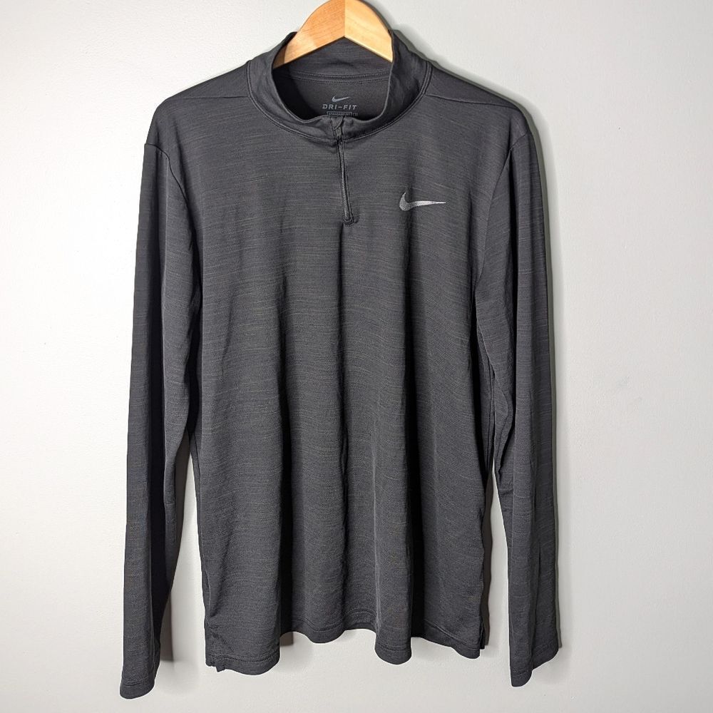 Nike DRY-FIT Standard Fit Black Stretch Poly Long Sleeve Quarter Zip Pullover L